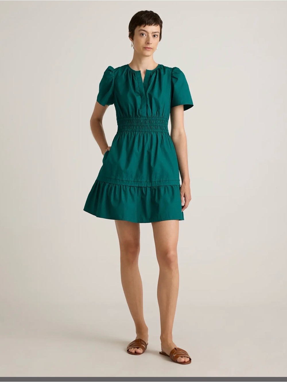 100% Organic Cotton Poplin Tiered Mini Dress